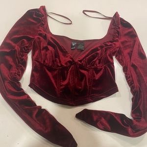 Windsor long sleeve velvet crop top
